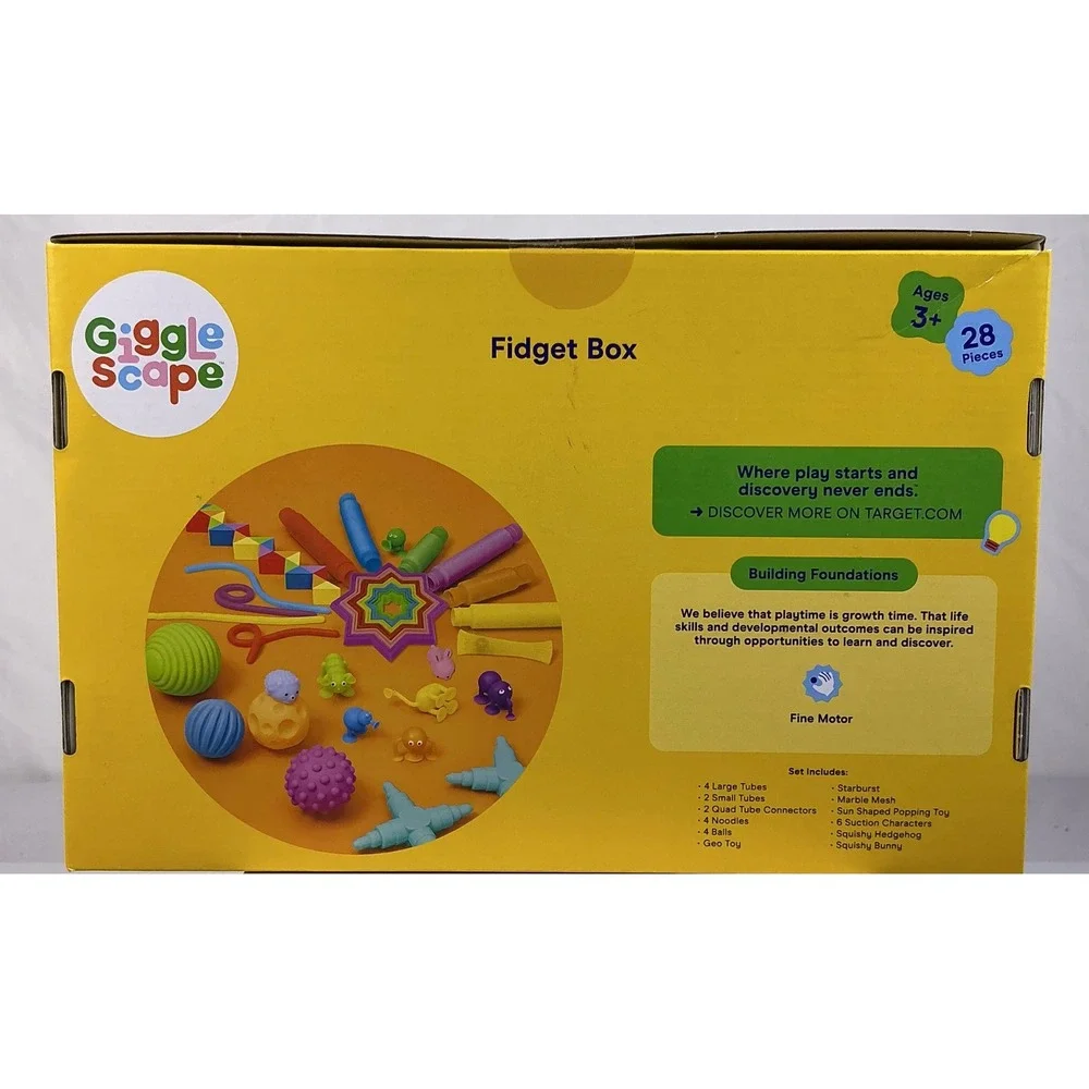 GiggleScape Fidget Box 28 Piece Set Ages 3 Sensory Toys Fine Motor‎ Skills